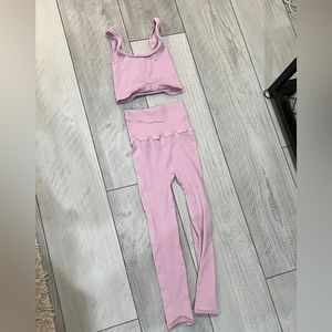 Free people movement workout set pink